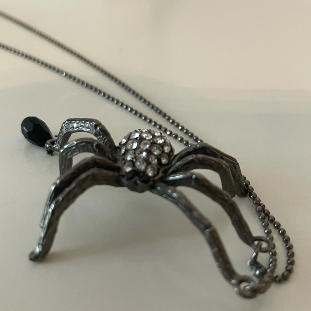 Betsey Johnson Spider Necklace Charm Crystal